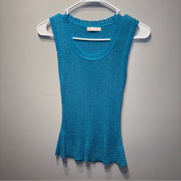 Vintage Womens Metallic‎ Turquoise Sleeveless Camisole SzS Stretchy retro - Picture 2 of 7